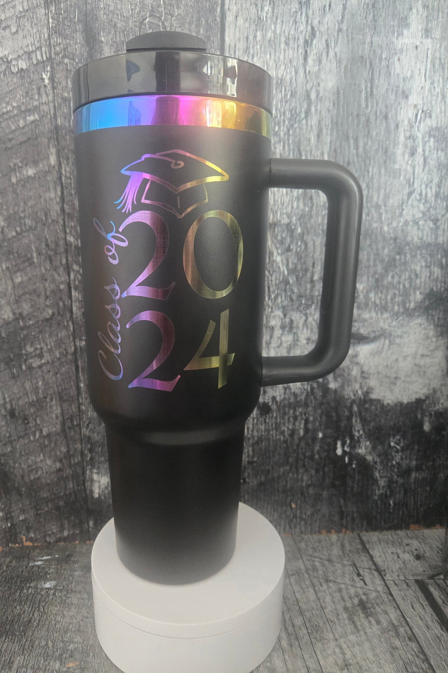 GRAD Class of 2024 40oz Rainbow Powder Coated Tumblers Same as Stanley