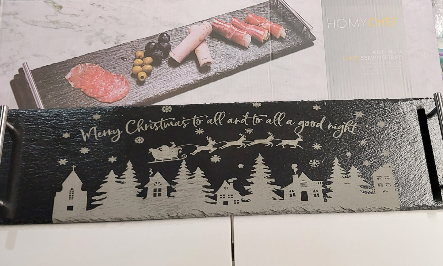 Slate Serving Tray Serving Board Charcuterie Board with Handles Customized Personalized Engraved