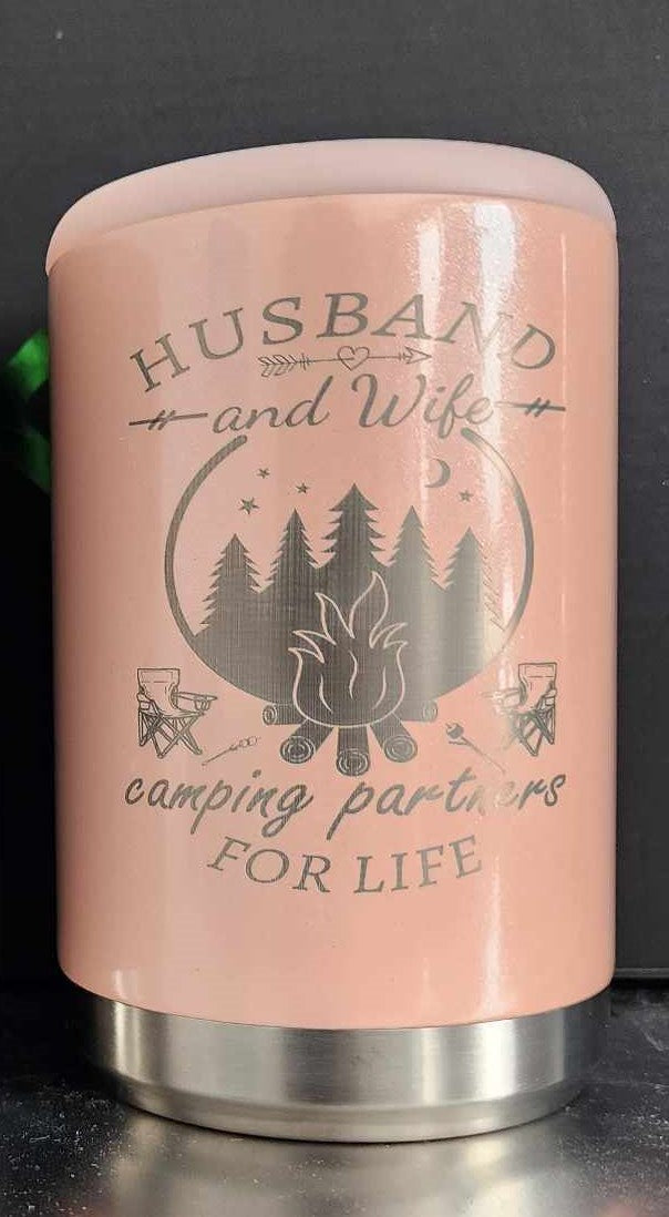 Skinny & Standard Can Cooler 12 oz Stainless Steel Can Cooler His and Hers Camping Partners For Life