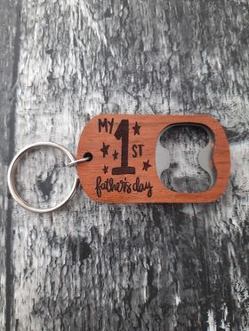 Keychain Wood and Stainless Keychain Bottle Opener Father's Day