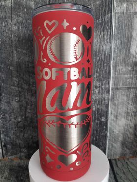 Softball Mama Full Wrap Maker 20 oz Soft Matte Lipstick Red