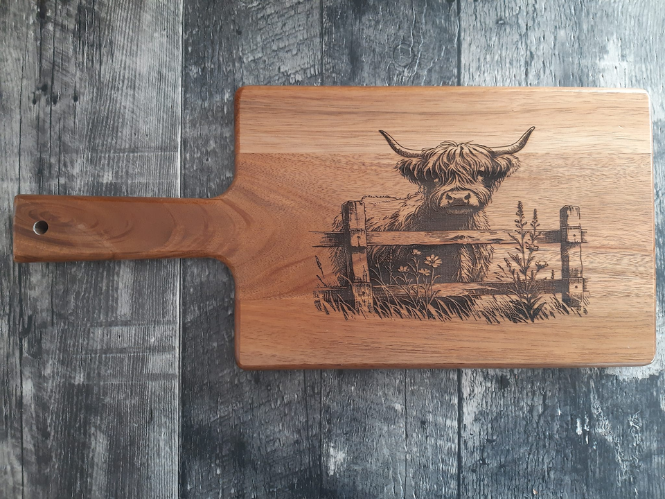 Acacia Wood Cutting Board Serving Board Charcuterie Board with Handle Customized Personalized Engraved