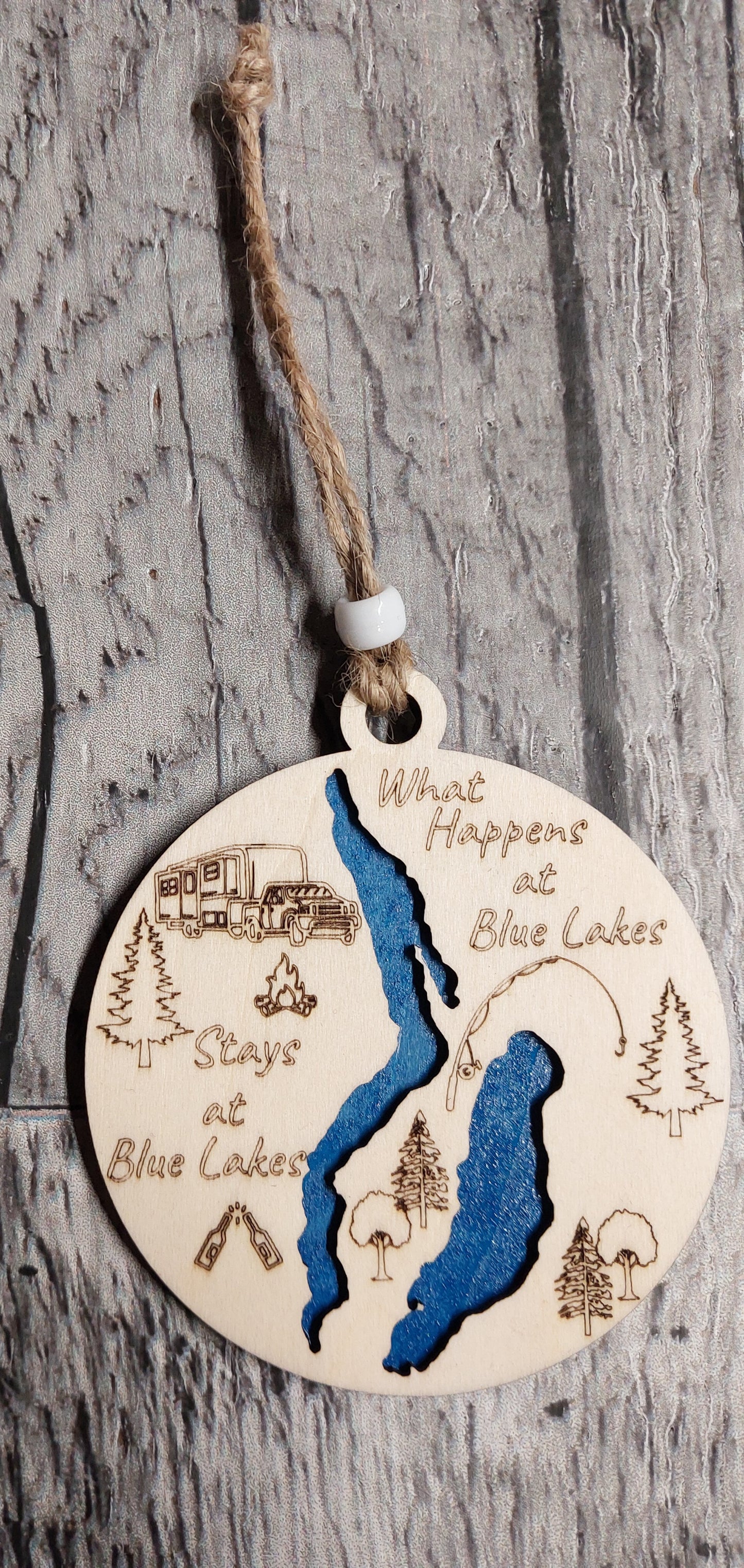 Blue Lakes Custom Designed Ornament Wood East Blue Lake, MB Canada