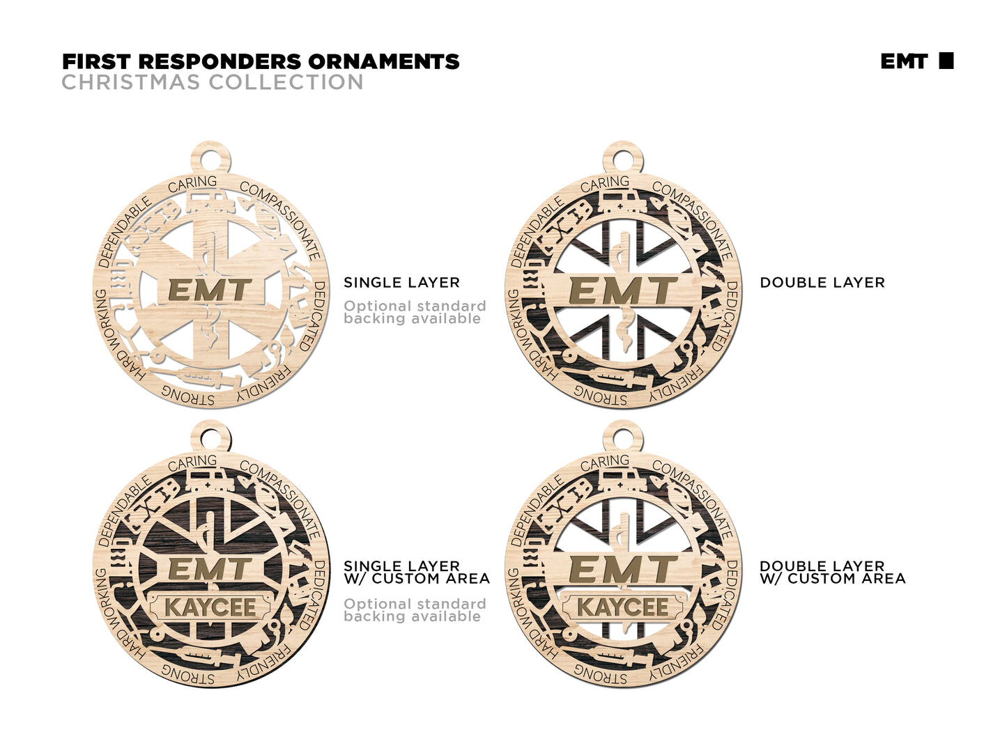 Paramedic E.M.T. First responder Customized Personalized Ornaments Wood
