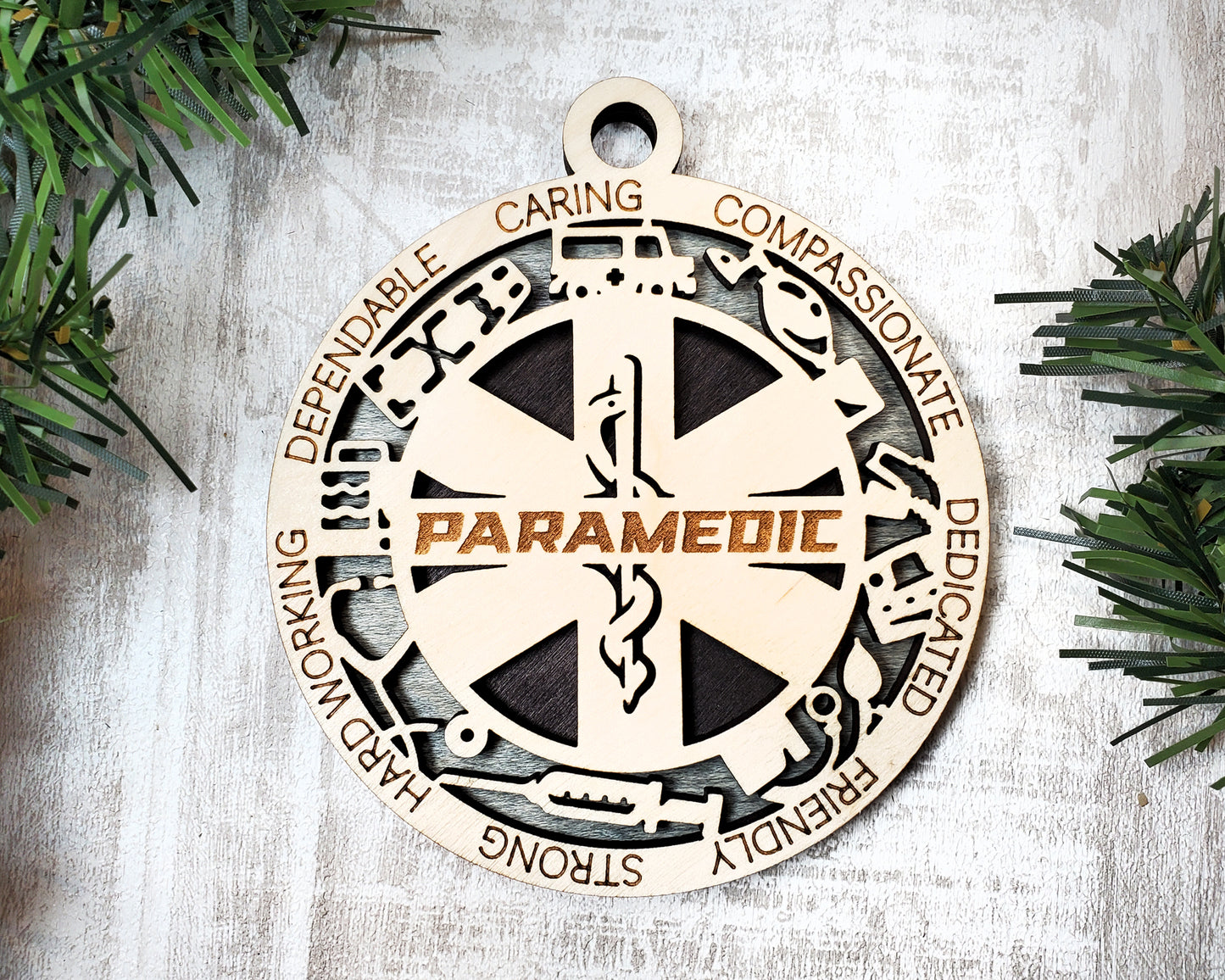 Paramedic E.M.T. First responder Customized Personalized Ornaments Wood