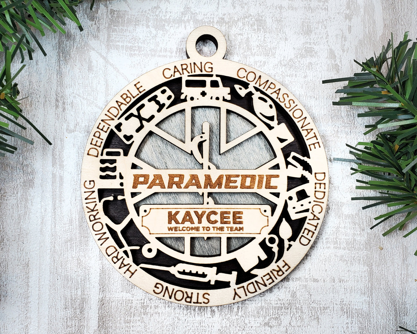 Paramedic E.M.T. First responder Customized Personalized Ornaments Wood