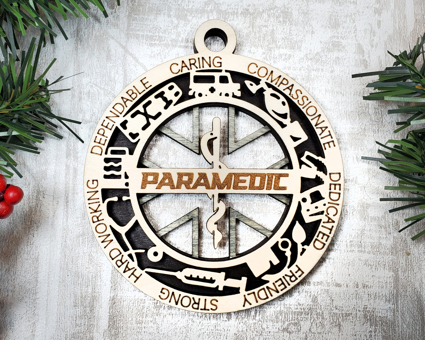 Paramedic E.M.T. First responder Customized Personalized Ornaments Wood