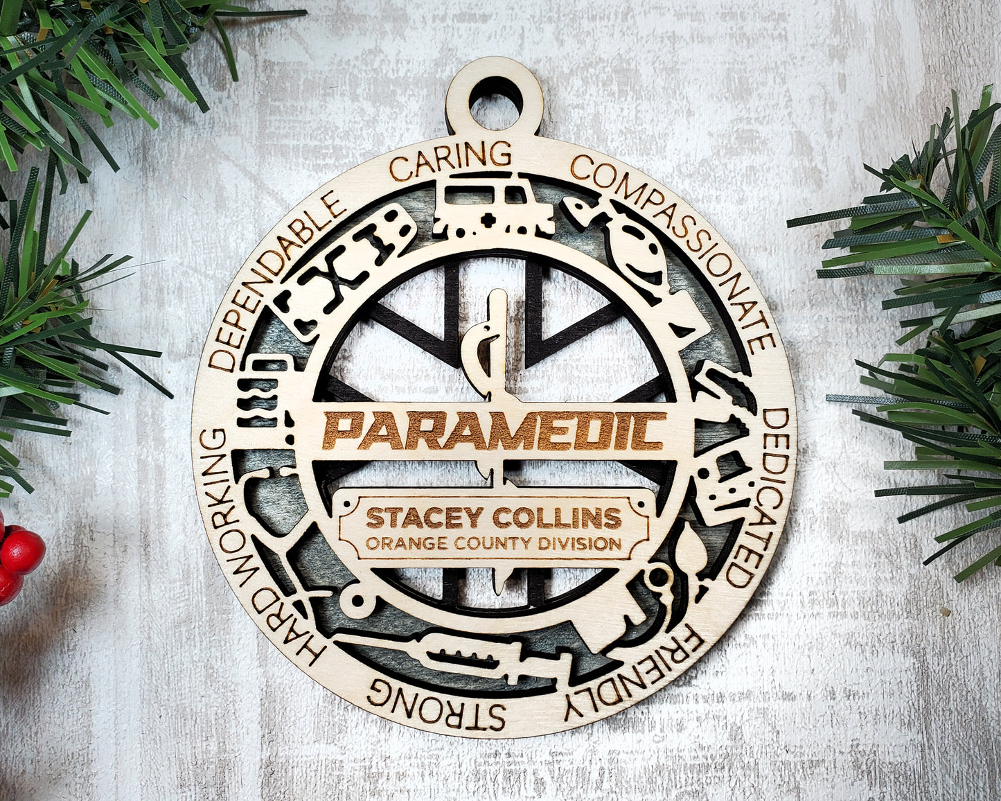 Paramedic E.M.T. First responder Customized Personalized Ornaments Wood