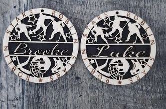 Ice Ice Hockey Ornament ROBLIN STARS , sign or wall hanger. Customized Personalized Laser Engraved Laser Cut