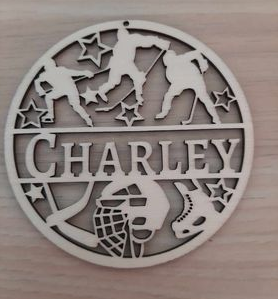 Ice Hockey Ornament , sign or wall hanger. Customized Personalized Laser Engraved Laser Cut