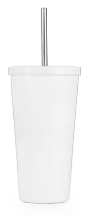 White 19oz Stainless Steel Tumbler with Straw Lid