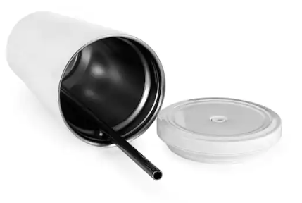 White 19oz Stainless Steel Tumbler with Straw Lid