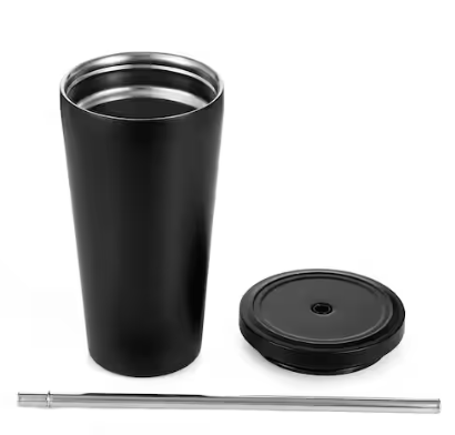 White 19oz Stainless Steel Tumbler with Straw Lid