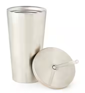 White 19oz Stainless Steel Tumbler with Straw Lid