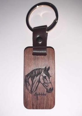 Keychain Woodgrain with leather Customized Personalized