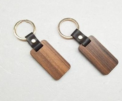 Keychain Woodgrain with leather Customized Personalized