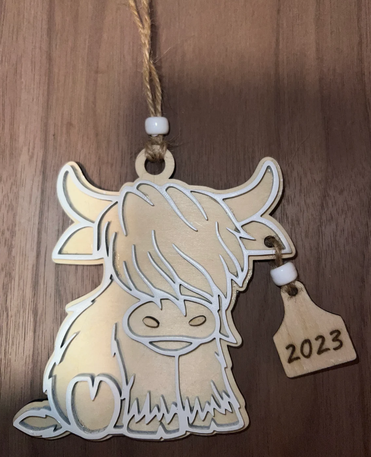 Highland Cow, Highland Cow Baby, Wood Ornament, Cow Farm, Mooey Christmas, Highland Cow Ornament Customized Personalized Laser Engraved Laser Cut