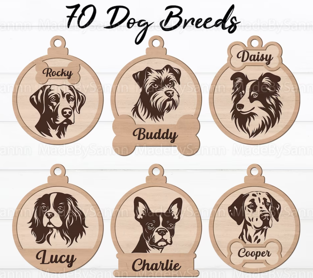 Dog Christmas Ornament, Christmas Decor Customized Personalized Laser Engraved Laser Cut
