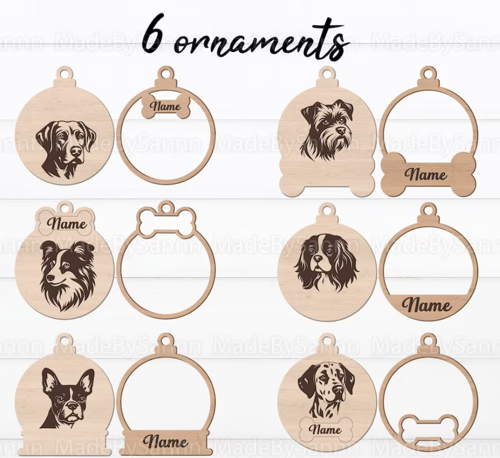 Dog Christmas Ornament, Christmas Decor Customized Personalized Laser Engraved Laser Cut
