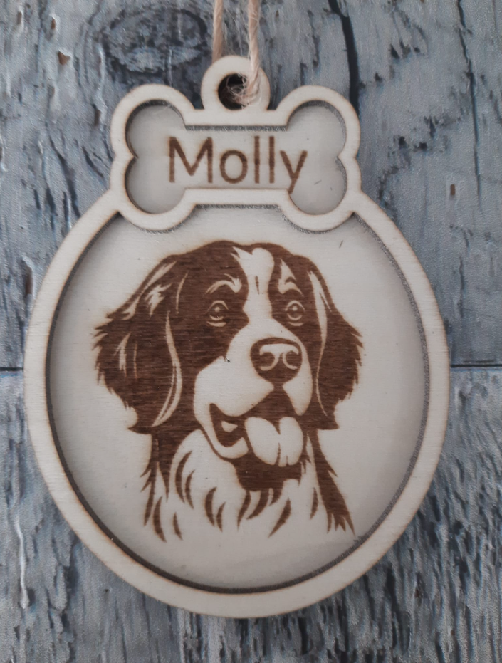 Dog Christmas Ornament, Christmas Decor Customized Personalized Laser Engraved Laser Cut
