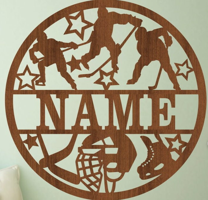 Ice Hockey Ornament , sign or wall hanger. Customized Personalized Laser Engraved Laser Cut
