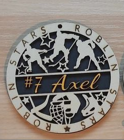 Ice Ice Hockey Ornament ROBLIN STARS , sign or wall hanger. Customized Personalized Laser Engraved Laser Cut