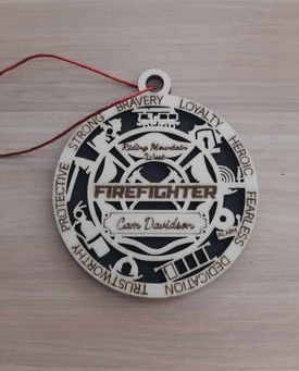 Firefighter Ornament wood Customized Personalized Laser Engraved Laser Cut