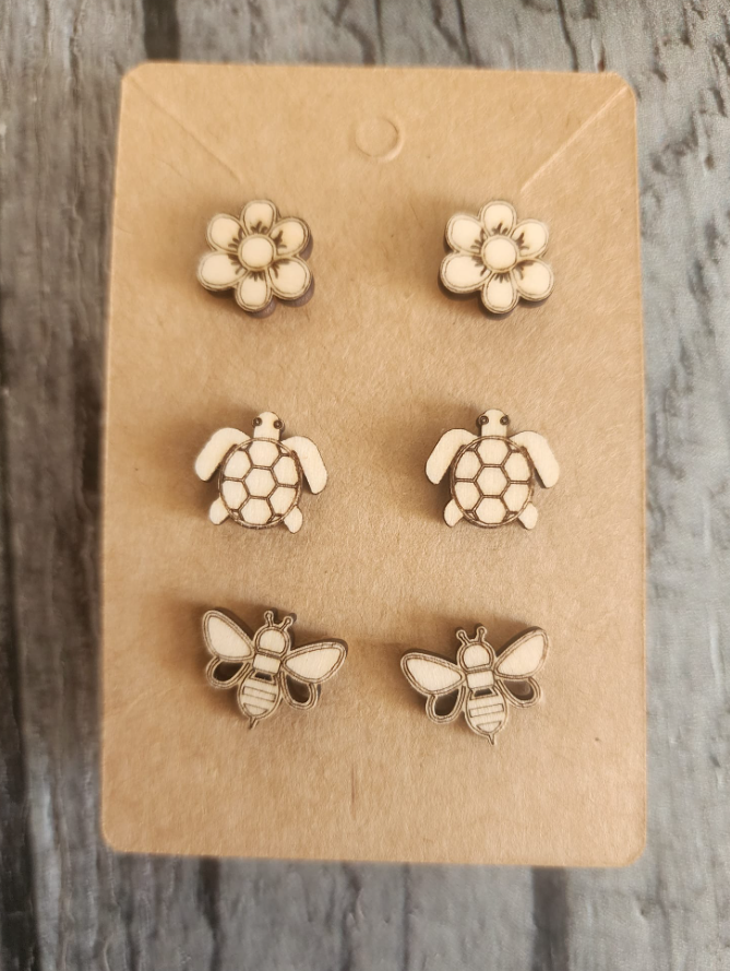 Cute Stud Earrings Handcrafted Laser Cut.