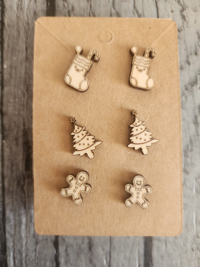 Cute Stud Earrings Handcrafted Laser Cut.