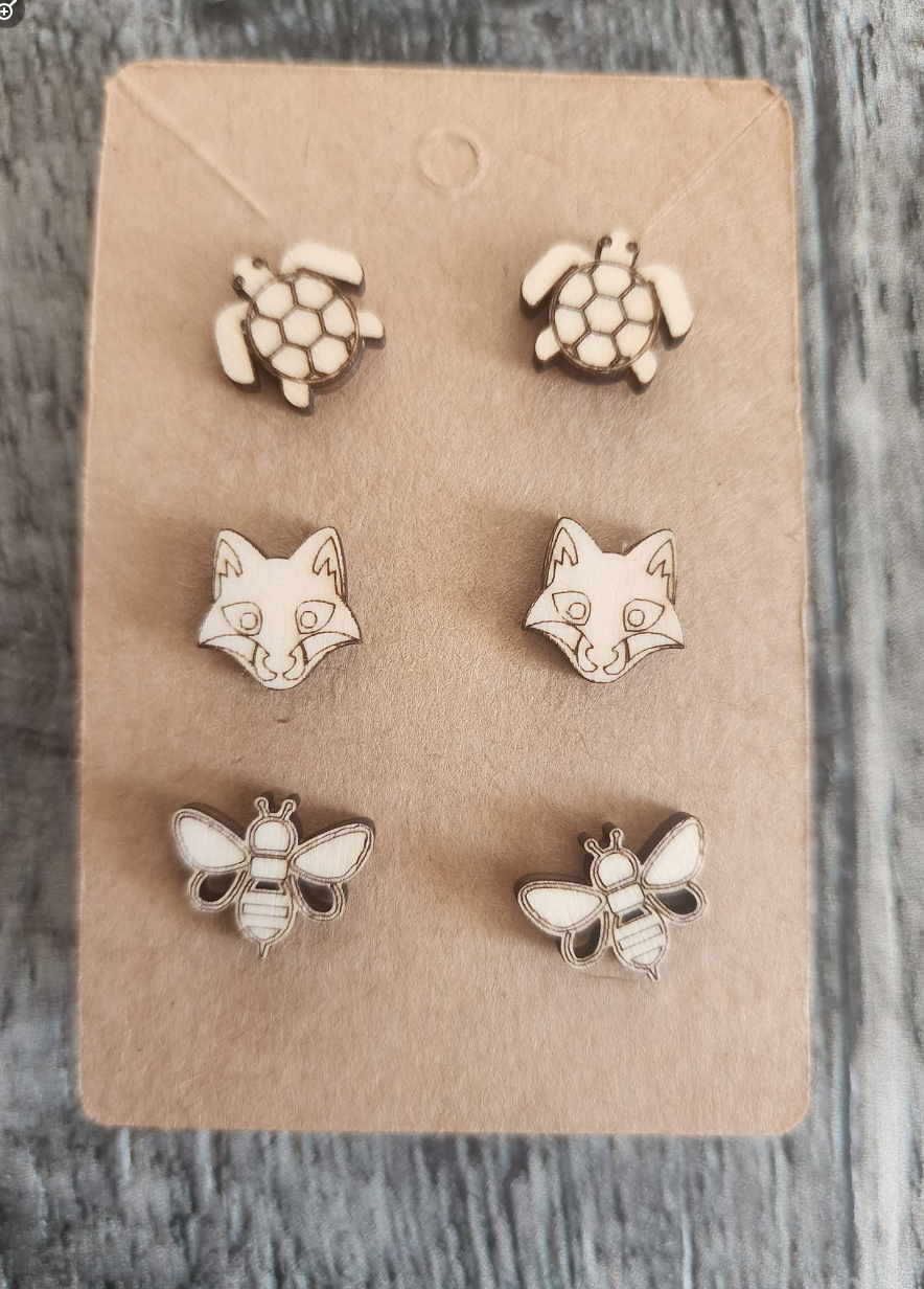 Cute Stud Earrings Handcrafted Laser Cut.