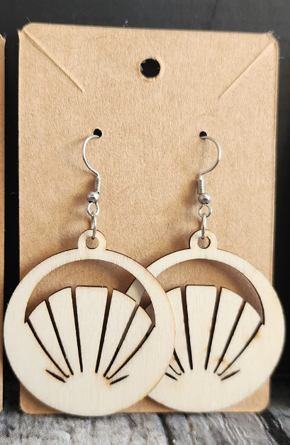 Sea Shell Earrings dangle 1 pair Handcrafted Laser Cut.
