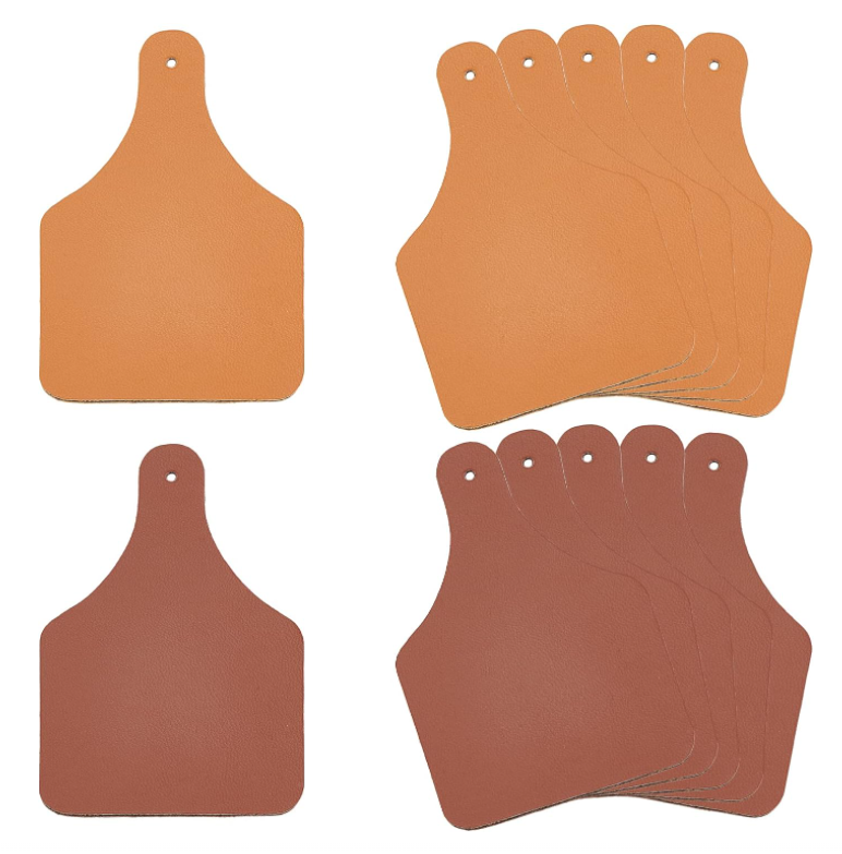 Leather Tags Leather Cow Ear Tag 3x2 Inch Leather Labels with Hole