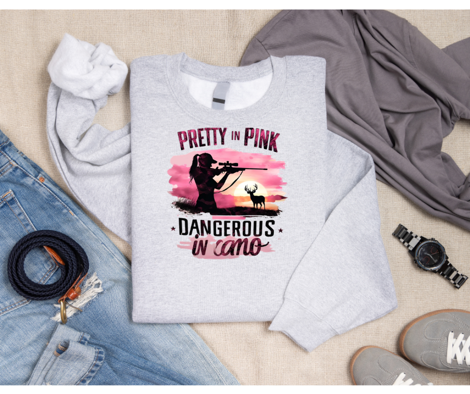 PRETTY IN PINK, DANGEROUS IN CAMO | Crewneck Sweatshirt
