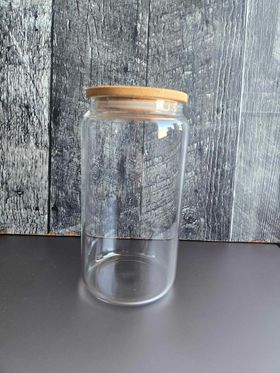 Drinking Glass with Bamboo Lids and Glass Straws Beer Glass Cups Bulk, Glass Tumbler Reusable Cute Cups for Iced Coffee, Whiskey, Tea, Soda, Cocktail, Gift, Clear 16oz