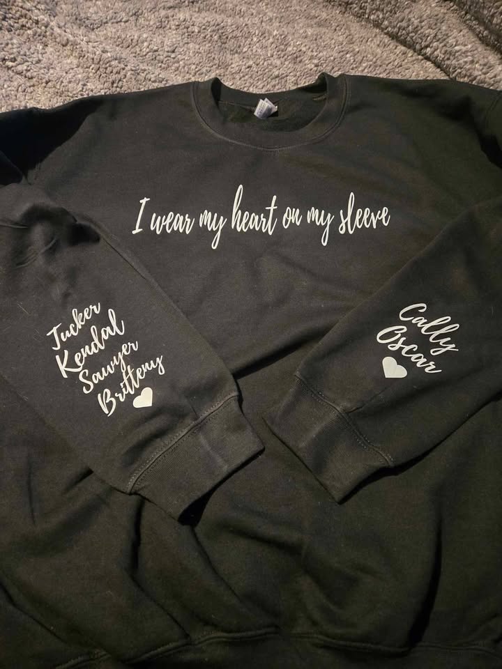 Heart on My Sleeve Crewneck Sweatshirt Personalized