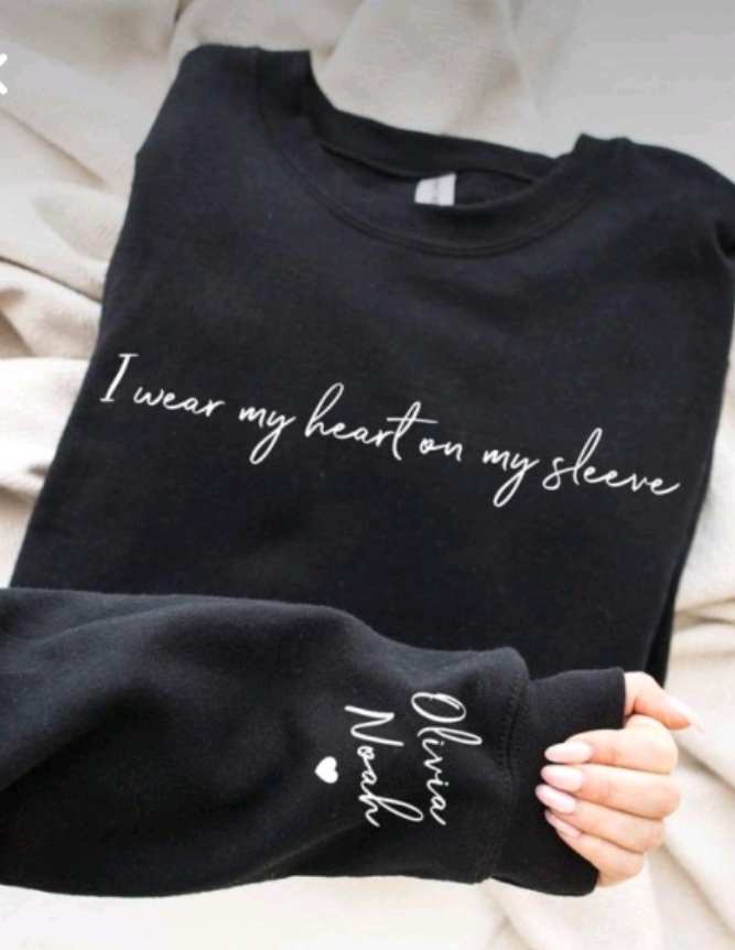 Heart on My Sleeve Crewneck Sweatshirt Personalized