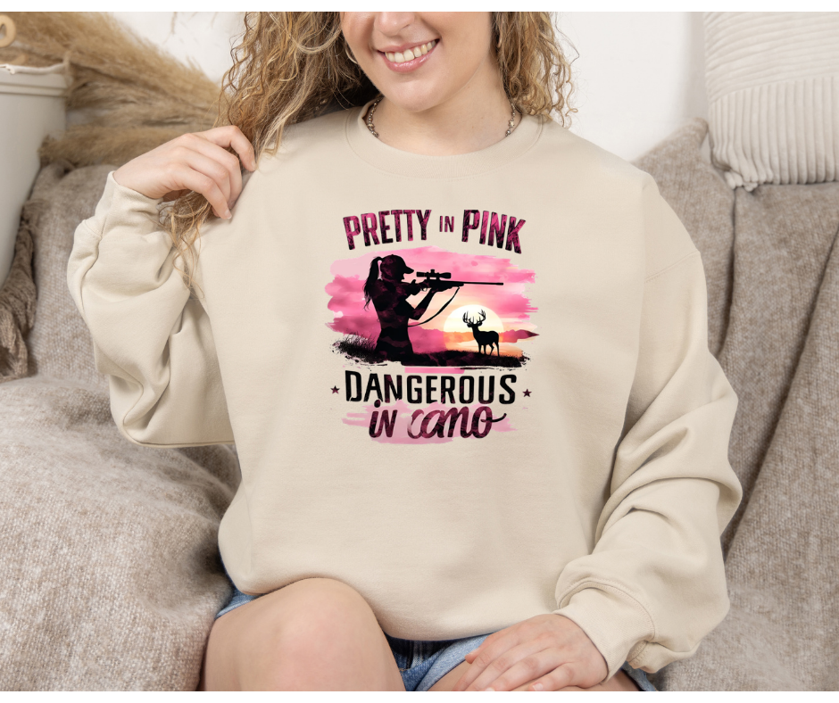 PRETTY IN PINK, DANGEROUS IN CAMO | Crewneck Sweatshirt